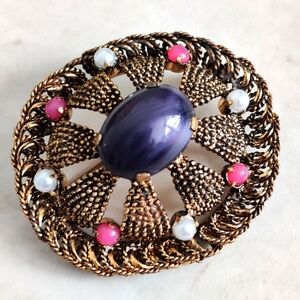 Vintage 60s Signed Austria Filigree Brooch